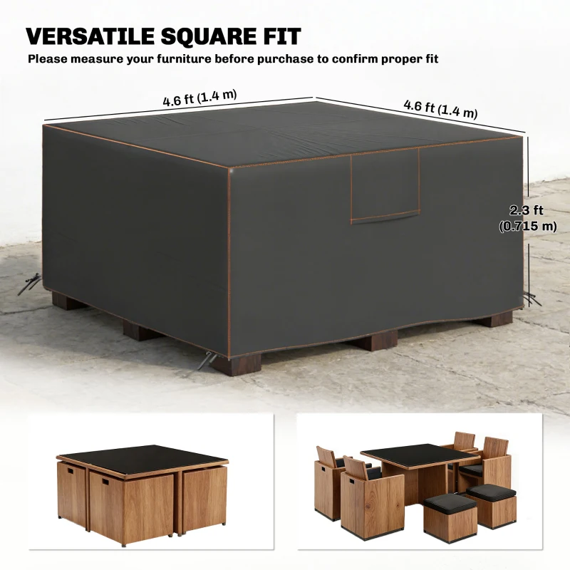 Outsunny Patio Furniture Cover, Waterproof 420D Heavy Duty Outdoor Furniture Cover with Air Vents, 55.1" x 55.1" x 28.1", Black