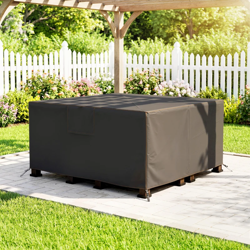 Outsunny Patio Furniture Cover, Waterproof 420D Heavy Duty Outdoor Furniture Cover with Air Vents, 55.1" x 55.1" x 28.1", Black