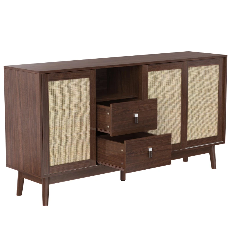 Versatile Sideboard with 3 Doors and 2 Drawers for Ample Storage, Stylish Cabinet for Living & Dining Areas, 61'' L x 14'' W x 31.5'' H, Wood