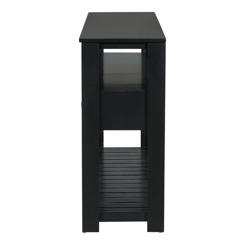 Large Entryway Console with 4 Drawers and 3-Tier Shelves, Sturdy Table with Metal Handlesand Adjustable Feet, 62'' L x 14'' W x 32'' H, Black