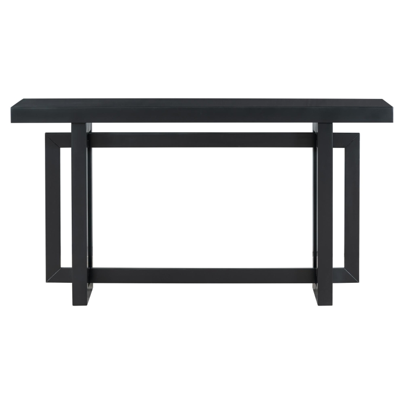 Modern Console Table with Pine Veneer Top and Solid Legs, Versatile Sofa Table for Hallway, Living Room, 59'' L x 15.5'' W x 31.5'' H, Black