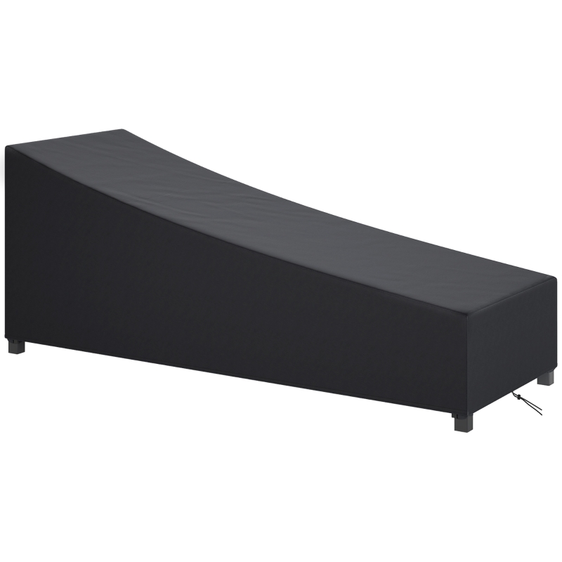 Outsunny Waterproof Patio Lounge Chair Cover, 420D Outdoor Chaise Lounger Protective Cover with Sealed Seams, Storage Bag, Black