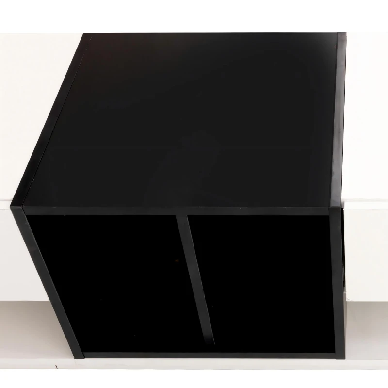 Modern TV Cabinet with 3 Drawers & 2 Open Compartments, Sturdy TV Stand for Contemporary Homes, 75'' L x 15.5'' W x 16.5'' H, Black+White