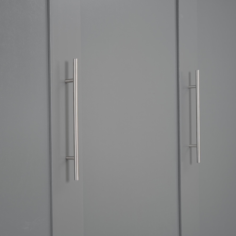 Full Size Murphy Bed with Shelves, LED Lights, Space-Saving Wall Bed with Flexible Slats, Dual Piston Mechanism, 91" L x 81" W x 84" H, Grey