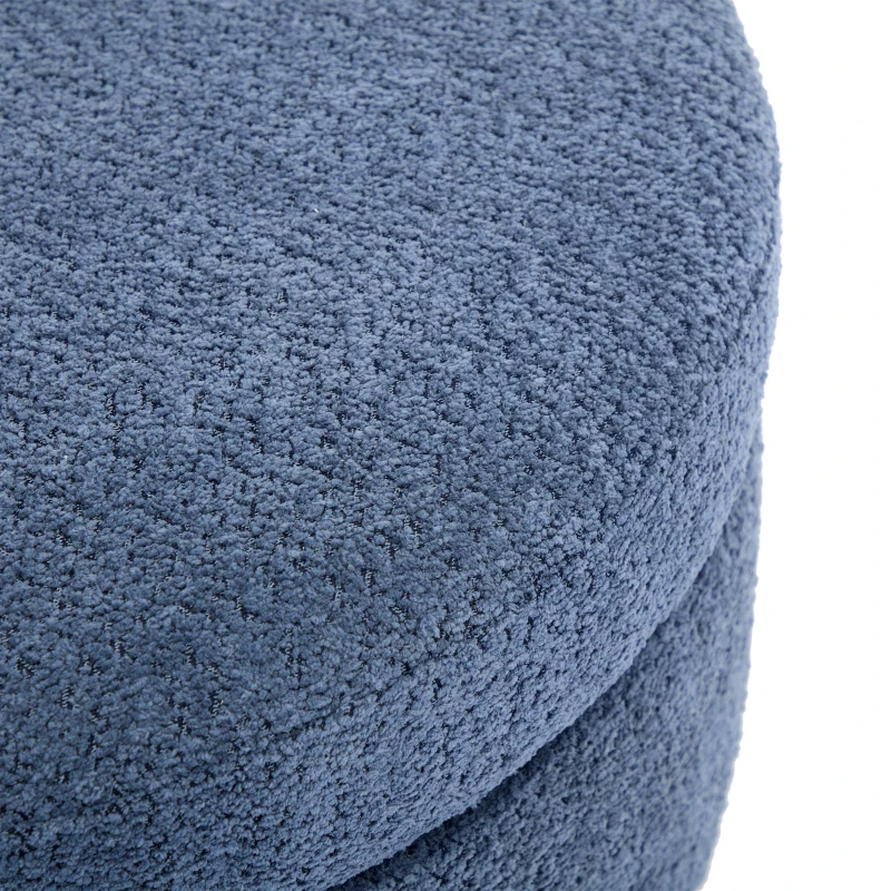 Round Tufted Ottoman with Upholstered Top and Solid Wood Legs, Versatile Coffee Table with Hidden Storage, 32'' L x 32'' W x 18'' H, Blue