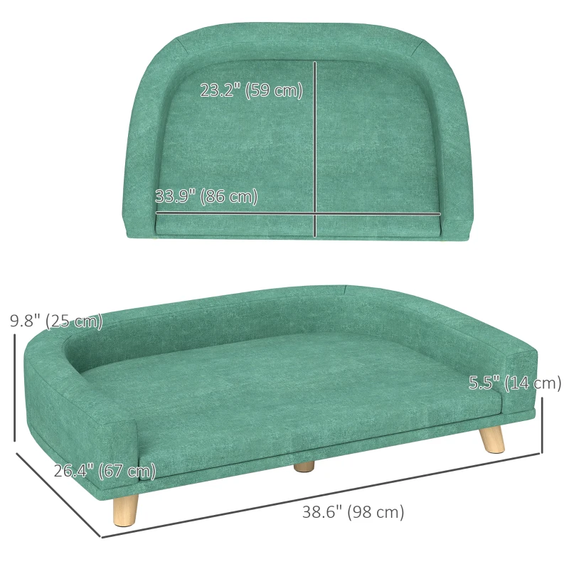 PawHut Dog Sofa for Large Dogs with Washable Cover, Anti-slip Foot Pads, Green