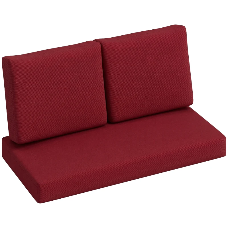 Outsunny 2 Seater 5" Thick Outdoor Seat Cushions with 7" Backrest, Loveseat Outdoor Furniture Cushions, Wine Red
