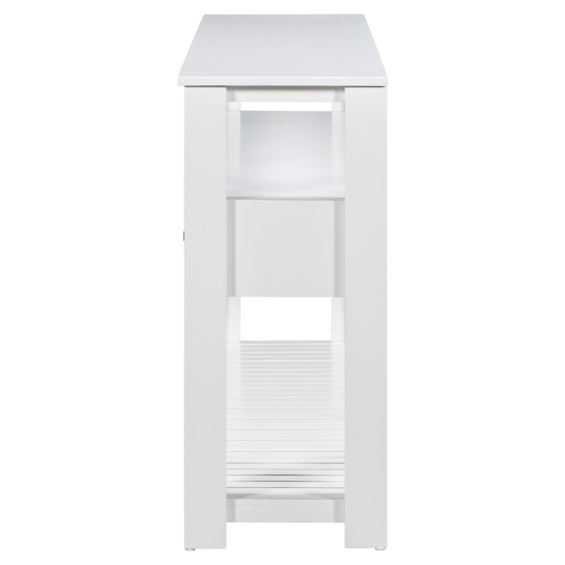 Large Entryway Console with 4 Drawers and 3-Tier Shelves, Sturdy Table with Metal Handlesand Adjustable Feet, 62'' L x 14'' W x 32'' H, White