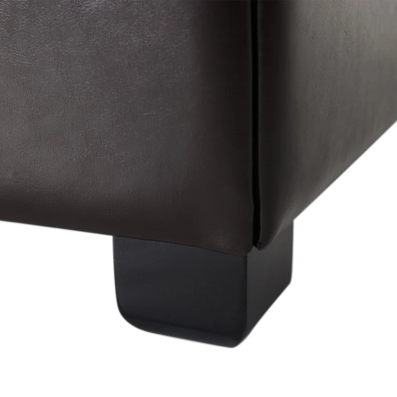 Large Ottoman with Upholstered PU Leather and High‑Density Foam, Modern Coffee Table with Storage, 34'' L x 34'' W x 18.5'' H, Chocolate