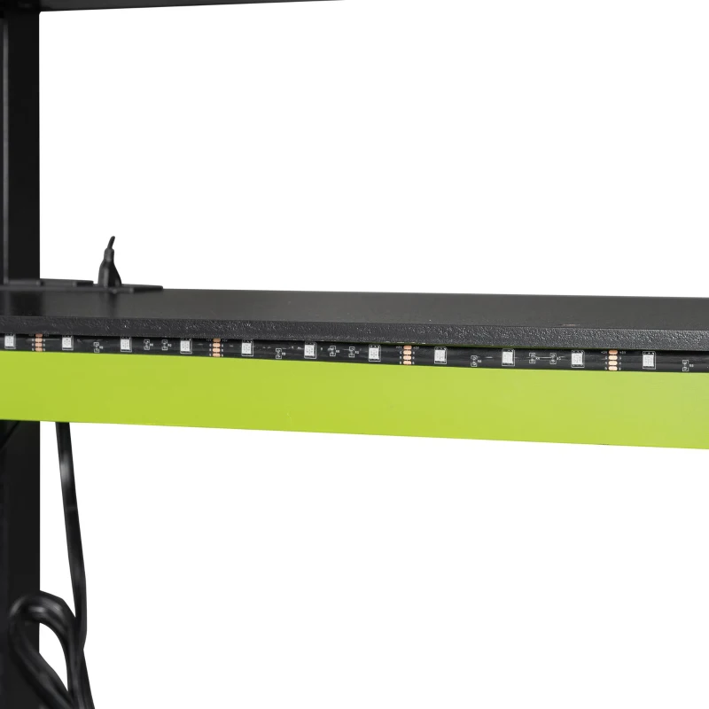 Full Size Wood Loft Bed with Built-In Desk and Gaming Station, Sturdy Bed Frame for Gamers and Multitaskers, 78.5'' L x 56.5'' W x 65'' H, Green