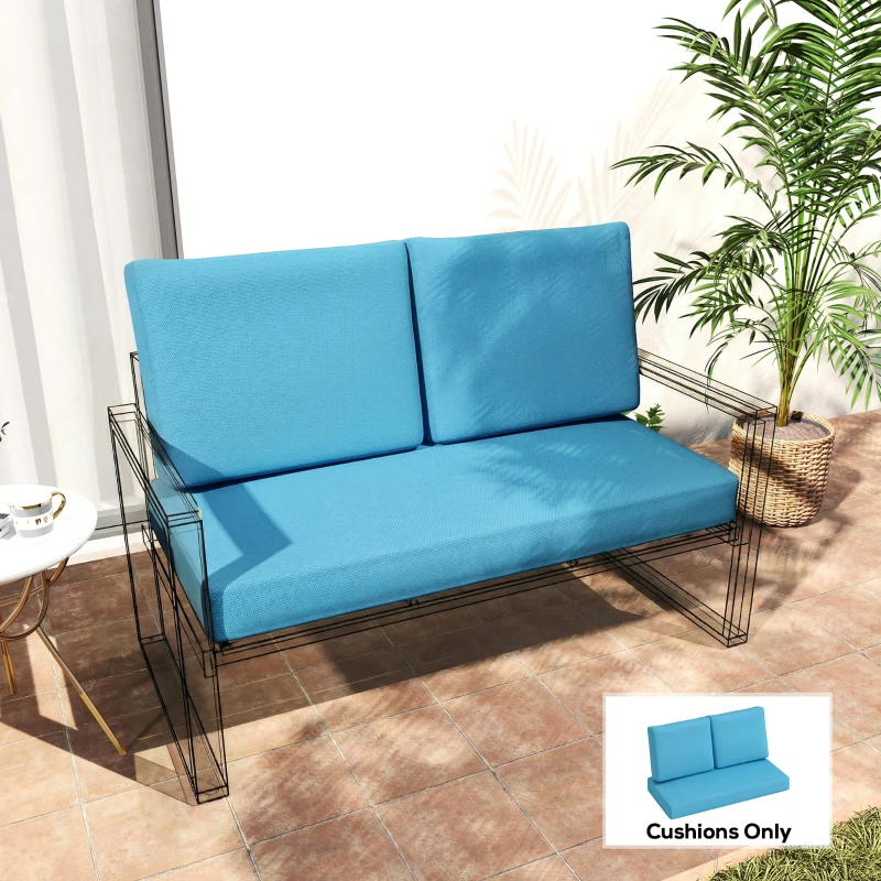 Outsunny 2 Seater 5" Thick Outdoor Seat Cushions with 7" Backrest, Loveseat Outdoor Furniture Cushions, Turquoise