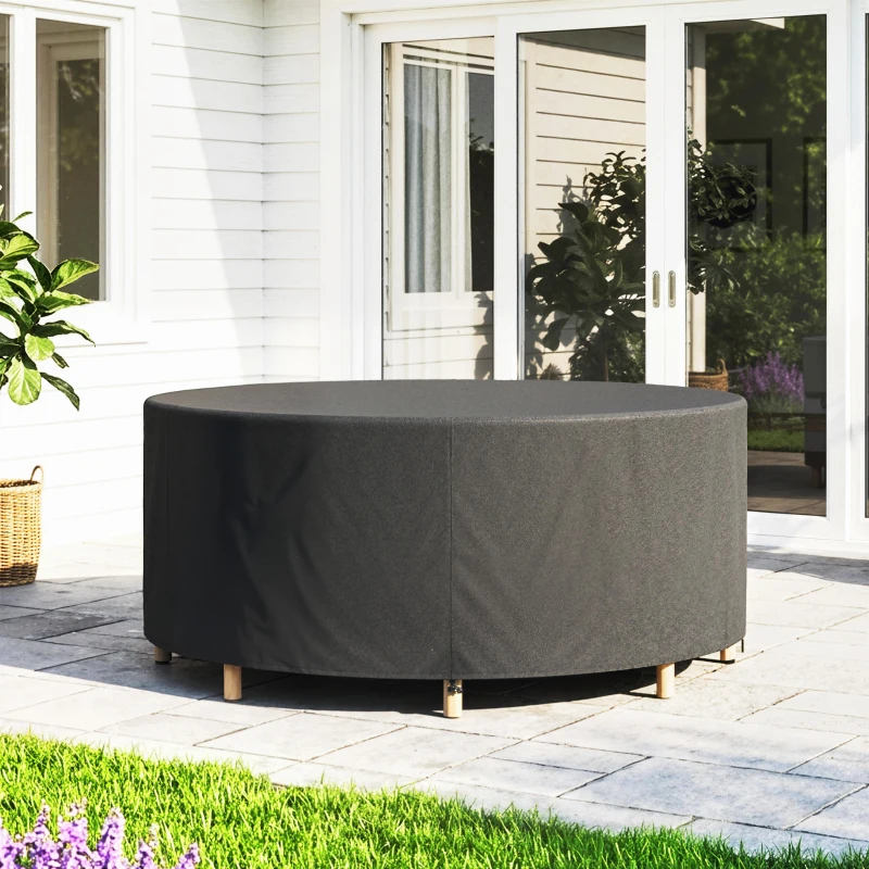Outsunny Heavy Duty Outdoor Patio Furniture Cover, Waterproof Round Table Cover for Weather Protection 84.3" Dia. x 27.6"H, Black
