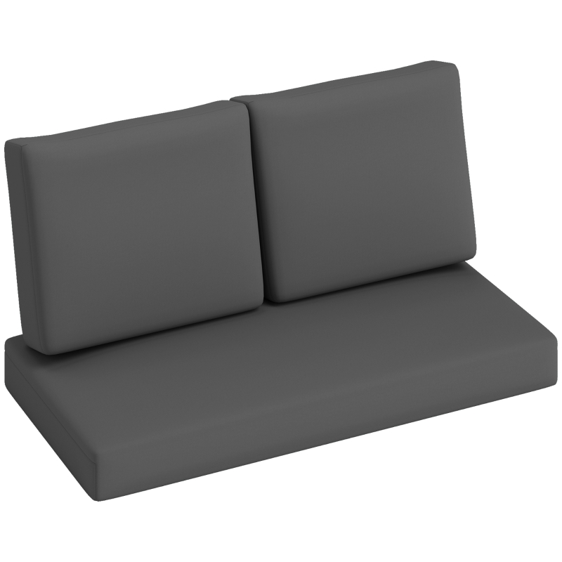 Outsunny 2 Seater 5" Thick Outdoor Seat Cushions with 7" Backrest, Loveseat Outdoor Furniture Cushions, Dark Grey