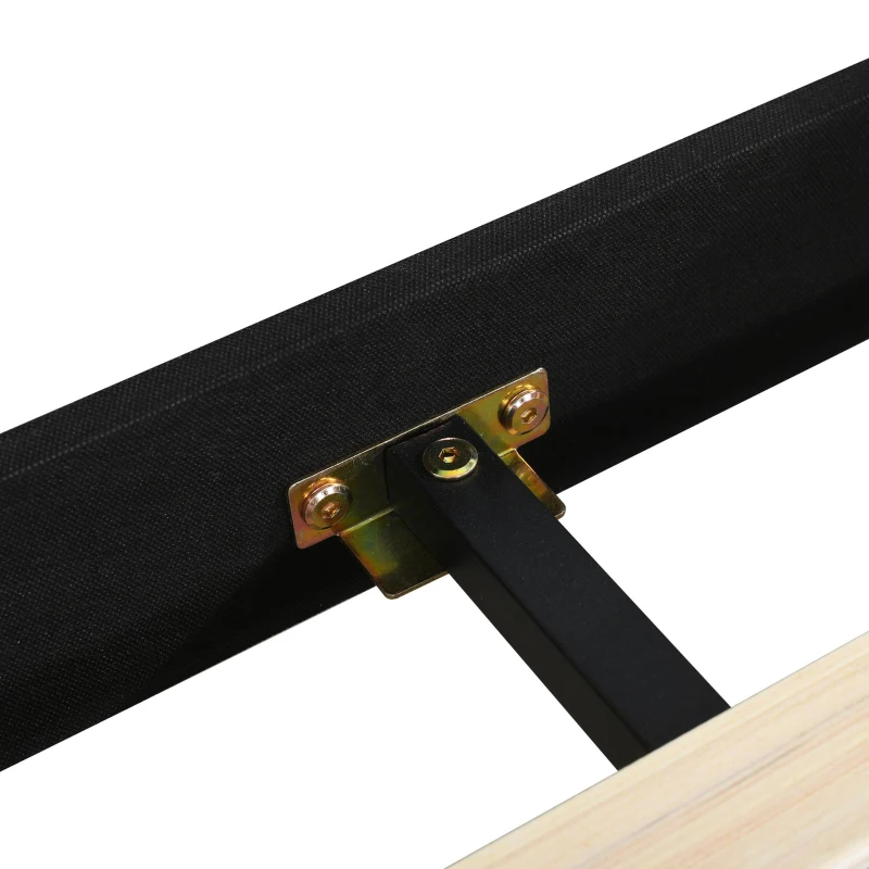 Queen Size Upholstered Bed with Built-In Bedside Desk and Round Stool, Solid Bedboard with Sturdy MDF Frame, 85'' L x 73'' W x 29'' H, Gray