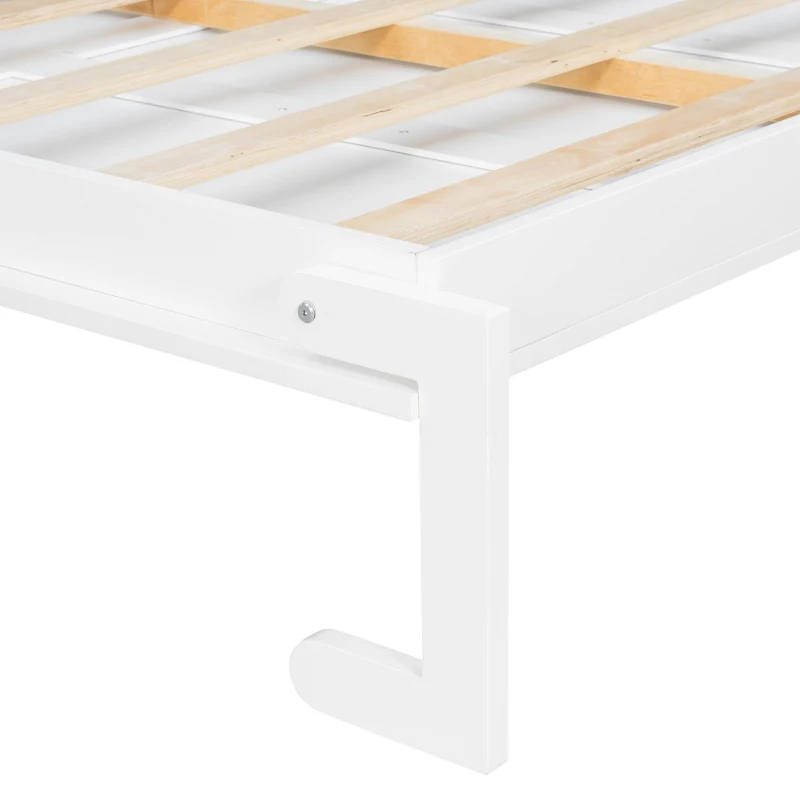 Queen Size Murphy Wall Bed with Reversible Shelf and Flexible Slat, Fold-Away Cabinet with 5-Tier Storage, 94'' L x 82'' W x 88.5'' H, White