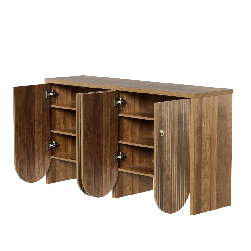 Modern Sideboard with Ample Storage & Adjustable Shelves, Versatile Cabinet for Living & Dining Room, 58'' L x 15.5'' W x 31.5'' H, Natural
