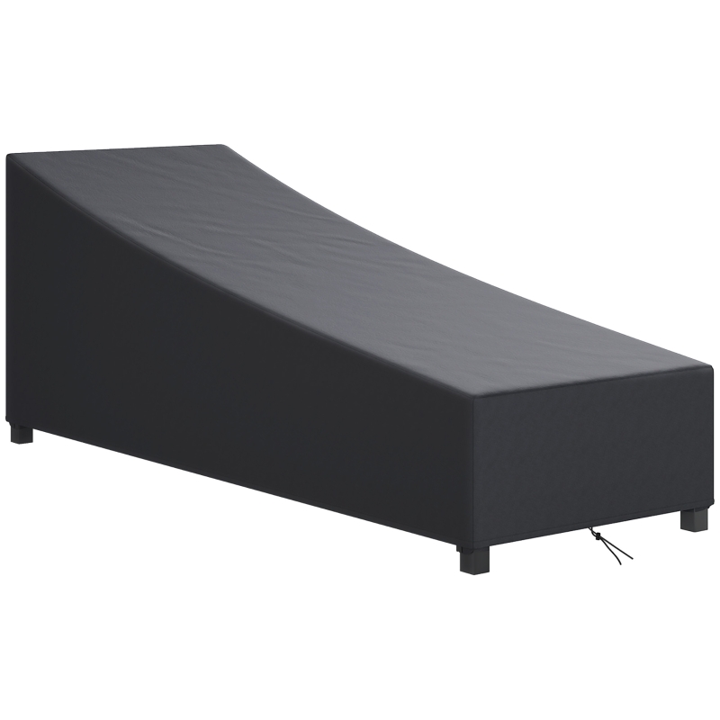 Outsunny Waterproof Patio Lounge Chair Cover, 420D Outdoor Chaise Lounger Protective Cover with Sealed Seams, Storage Bag, Black