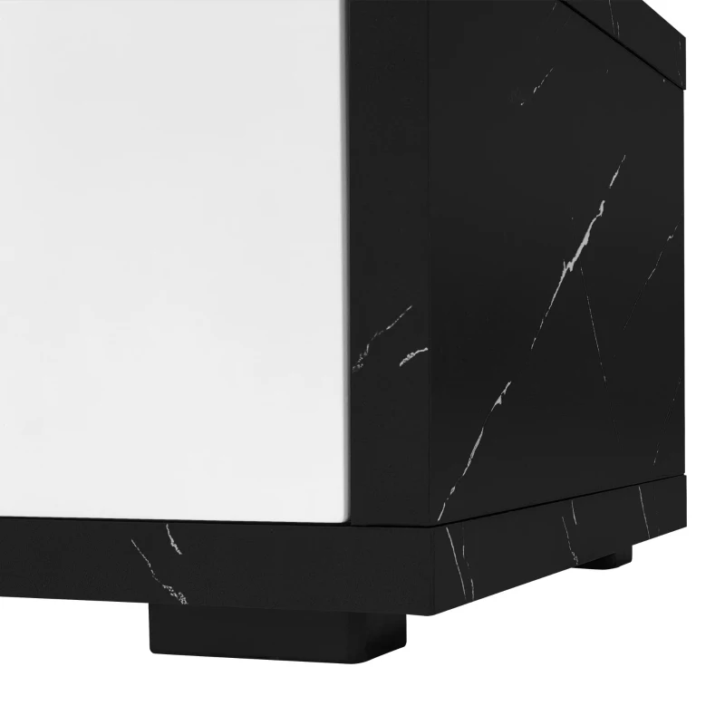 Modern TV Cabinet with Rotating Function and Spacious Storage, Extendable TV Stand for living spaces, 102.5'' L x 16'' W x 12'' H, Black+White