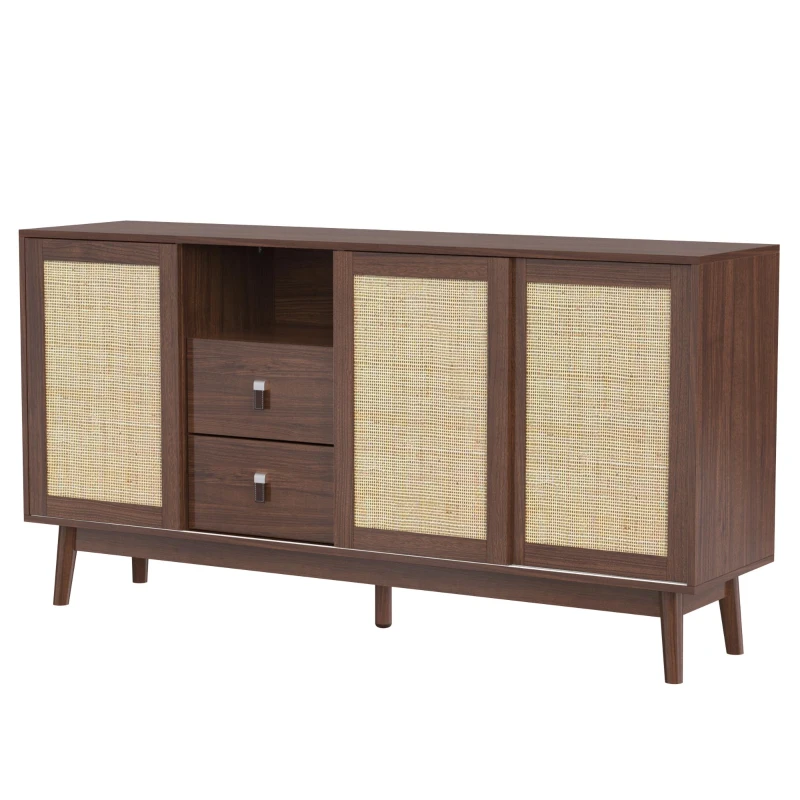 Versatile Sideboard with 3 Doors and 2 Drawers for Ample Storage, Stylish Cabinet for Living & Dining Areas, 61'' L x 14'' W x 31.5'' H, Wood
