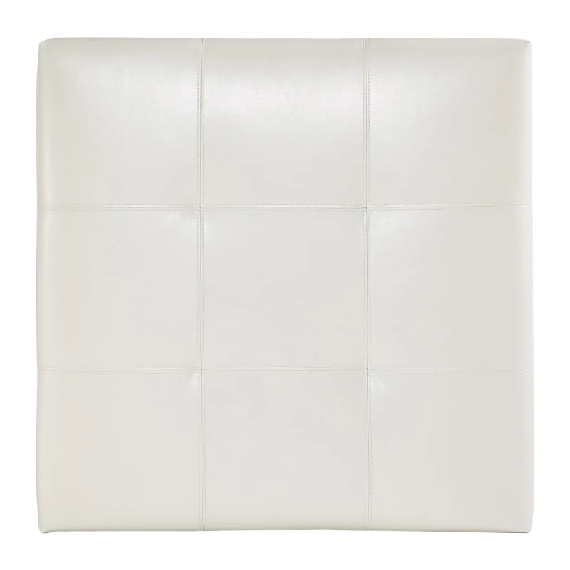 Large Square Ottoman with Upholstered PU Leather and High‑Density Foam, Modern Coffee Table with Storage, 34'' L x 34'' W x 18.5'' H, Beige