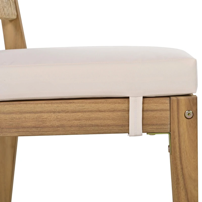 Outdoor Dining Set with HDPE Chair Backs and Foam Cushions, Multi-Person Patio Set for Balcony and Garden, 63'' L x 31.5'' W x 32.5'' H, Beige