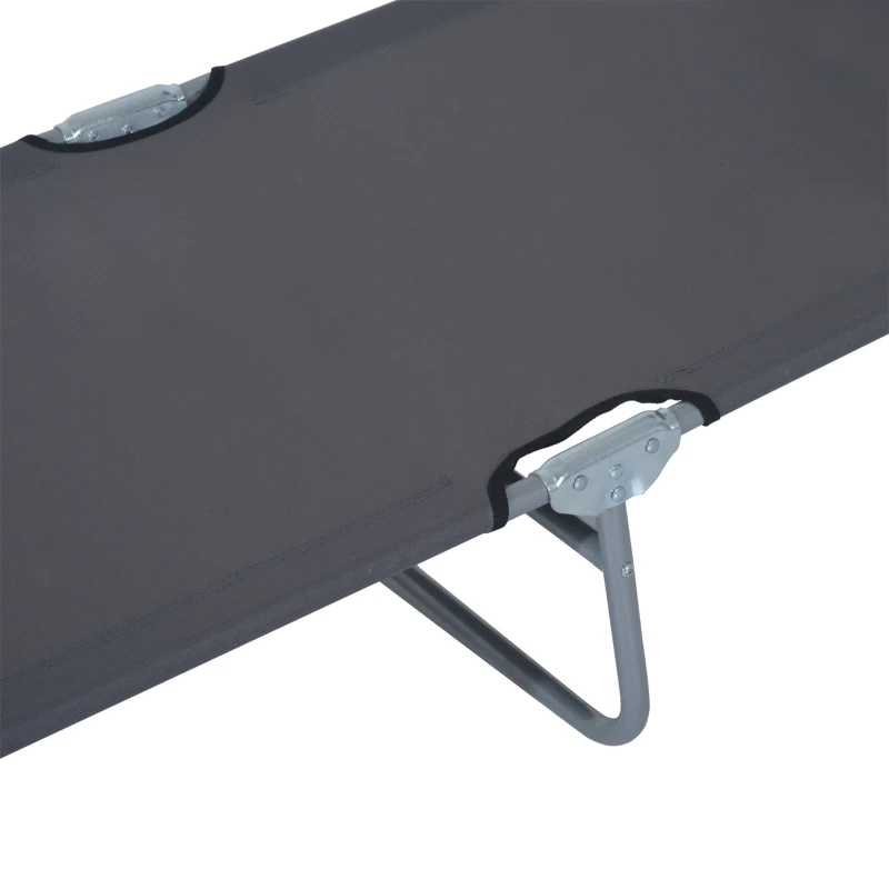 Outsunny Outdoor Lounge Chair, Adjustable Folding Chaise Lounge,  Tanning Chair with Sun Shade for Beach, Camping, Hiking, Backyard, Grey