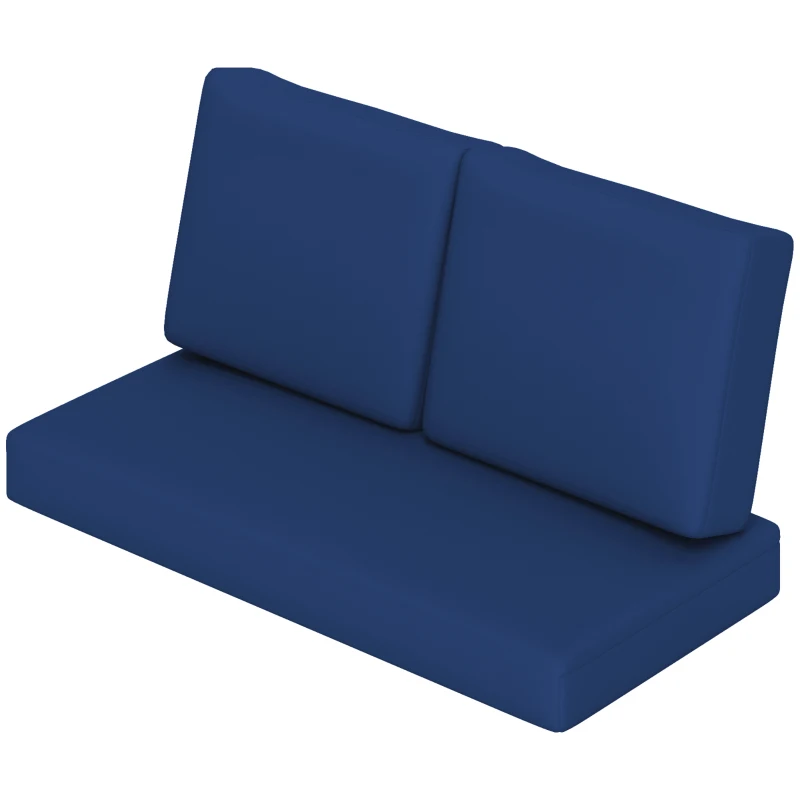 Outsunny 2 Seater 5" Thick Outdoor Seat Cushions with 7" Backrest, Loveseat Outdoor Furniture Cushions, Navy Blue