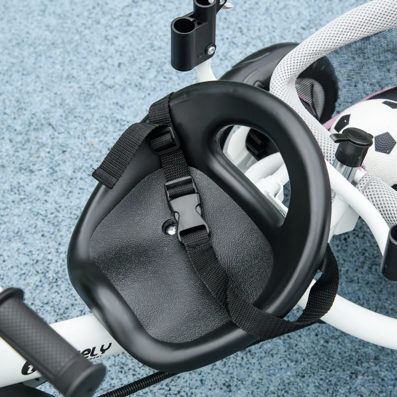 Qaba 6 in 1 Tricycle for Toddler 1-5 Years with Parent-Push Handle, Pink