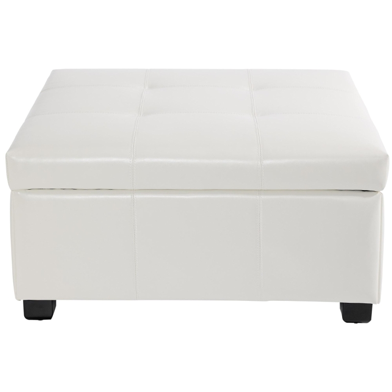 Large Square Ottoman with Upholstered PU Leather and High‑Density Foam, Modern Coffee Table with Storage, 34'' L x 34'' W x 18.5'' H, Beige
