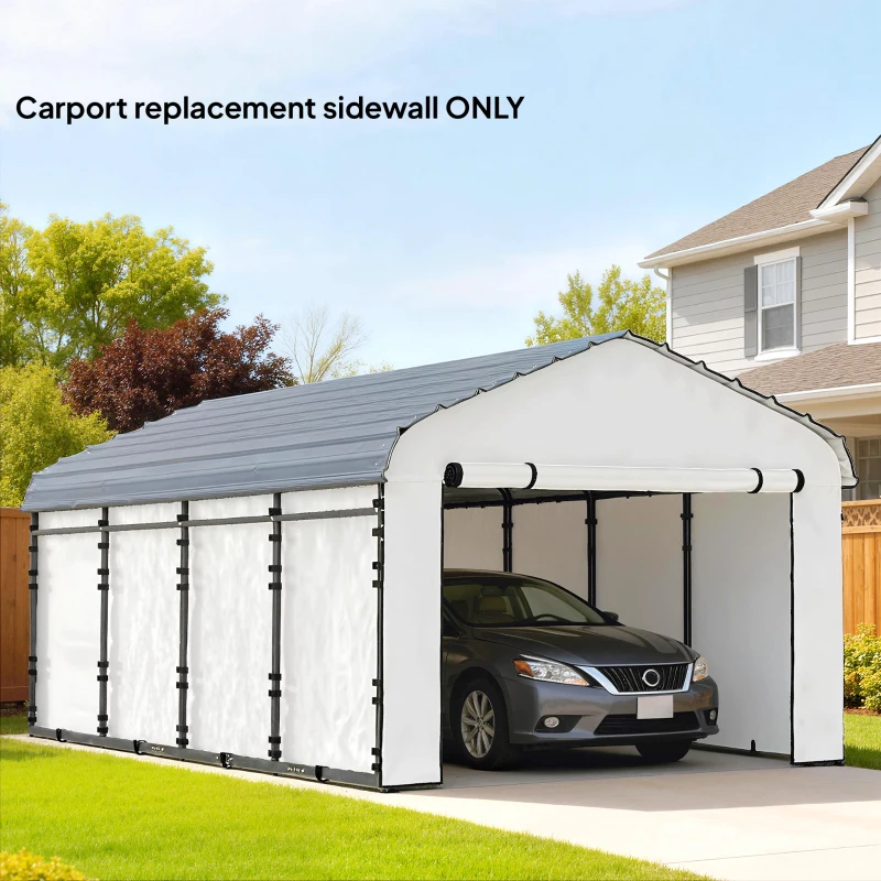Outsunny Carport Replacement Sidewall Panel for 10' x 15' Carports, UPF50+ Waterproof Replacement Side Wall Cover, White