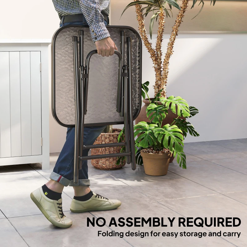 Outsunny Patio Table, Folding Coffee Table with Tempered Glass Tabletop, Portable Bistro Table for Patio, Backyard