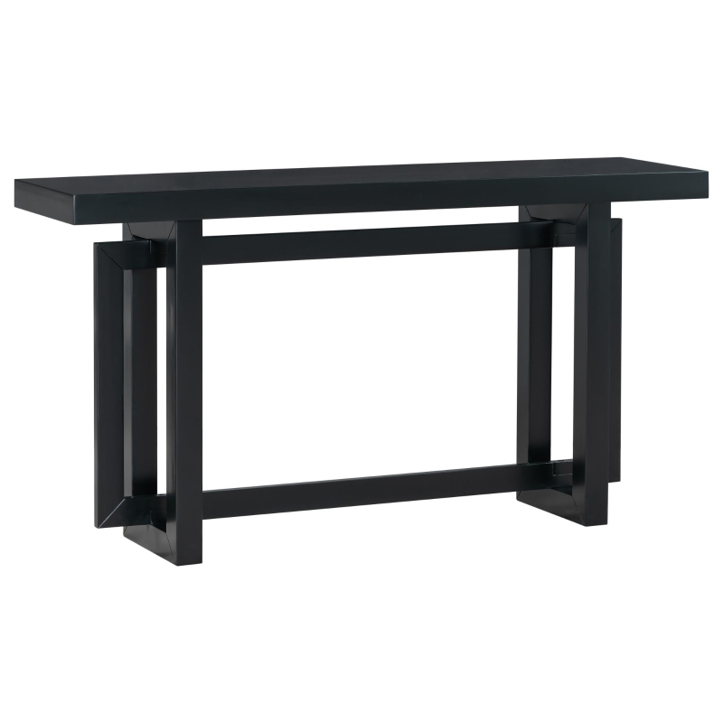 Modern Console Table with Pine Veneer Top and Solid Legs, Versatile Sofa Table for Hallway, Living Room, 59'' L x 15.5'' W x 31.5'' H, Black
