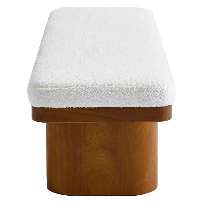 End-of-Bed Bench with Velvet Upholstery and High‑Density Foam Seat, Modern Ottoman with Rubberwood Legs, 47'' L x 17'' W x 17'' H, Walnut