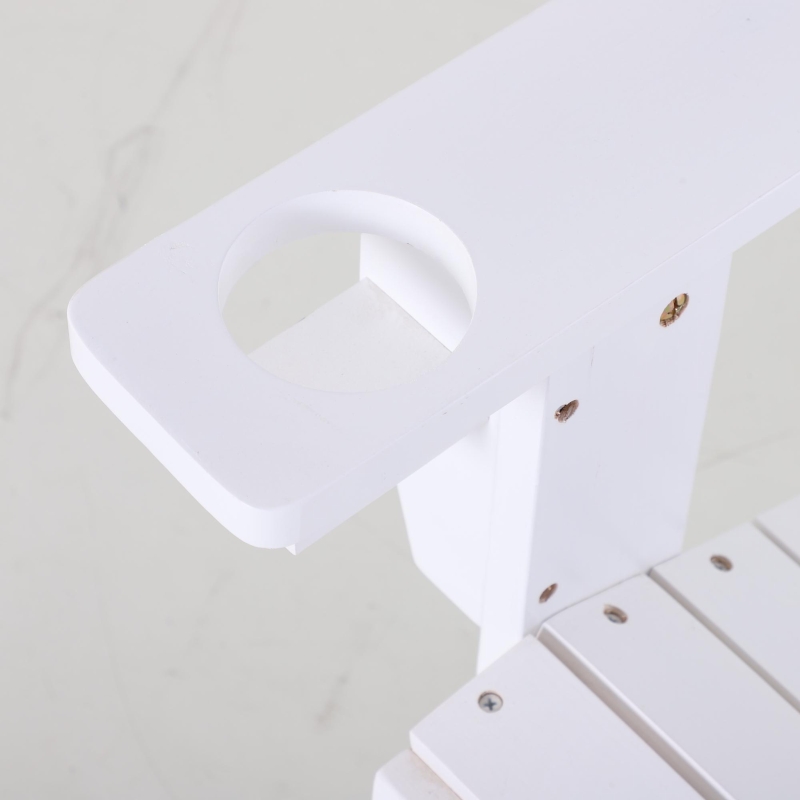 Outsunny Classic Adirondack Chair Muskoka Chair, Garden Deck Chair with Cup Holder for Patio, Indoor, Backyard, White