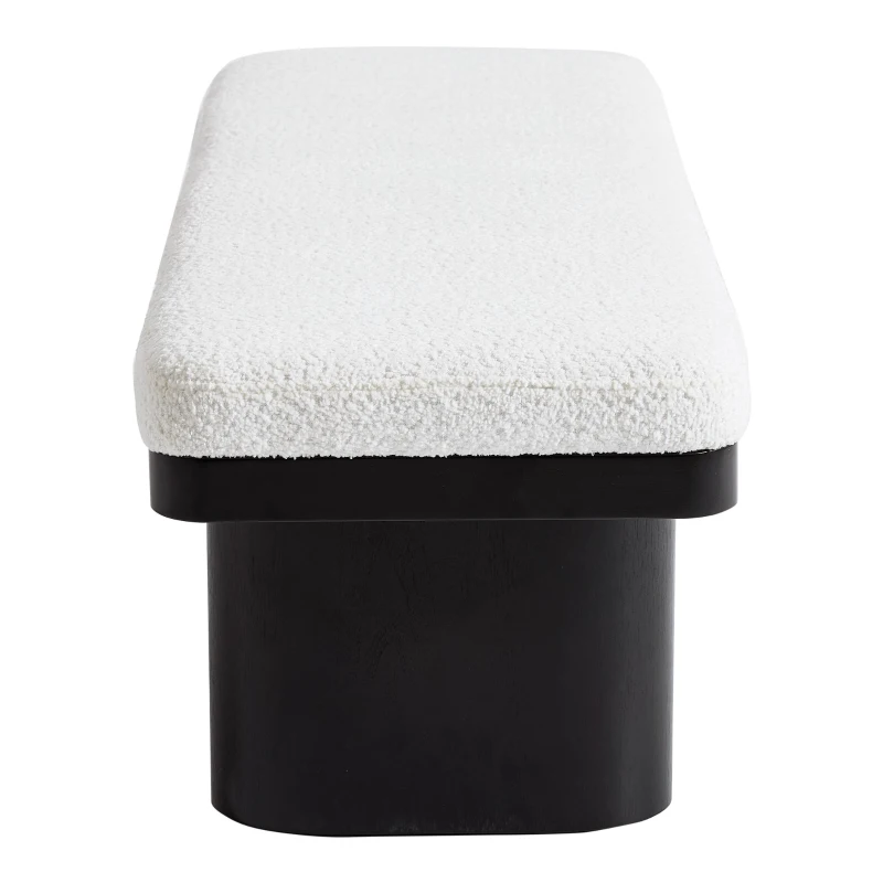 End-of-Bed Bench with Velvet Upholstery and High‑Density Foam Seat, Modern Ottoman with Rubberwood Legs, 47'' L x 17'' W x 17'' H, Black