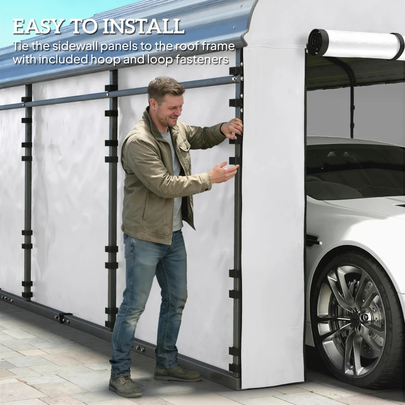 Outsunny Carport Replacement Sidewall Panel for 10' x 15' Carports, UPF50+ Waterproof Replacement Side Wall Cover, White