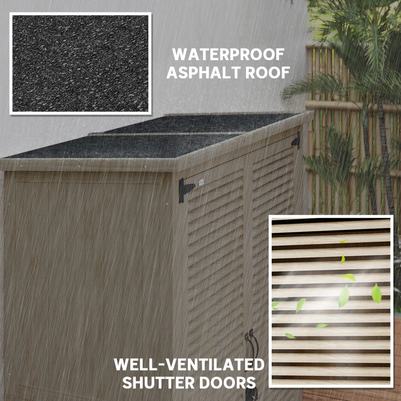 Outsunny 50" x 26" x 66" Wooden Garden Shed, Outdoor Storage Shed with Waterproof Asphalt Roof, Shelves, Natural