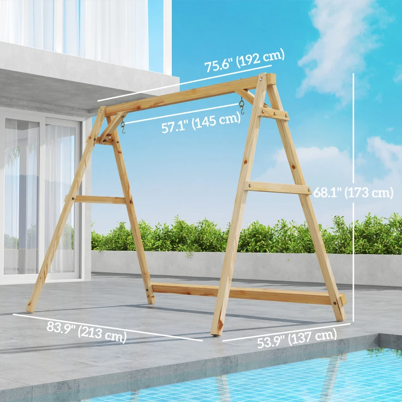Outsunny 770lbs Porch Swing Frame, Heavy Duty A-Frame Hanging Chair Stand Only with Reinforced Bars for Porch, Garden, Backyard