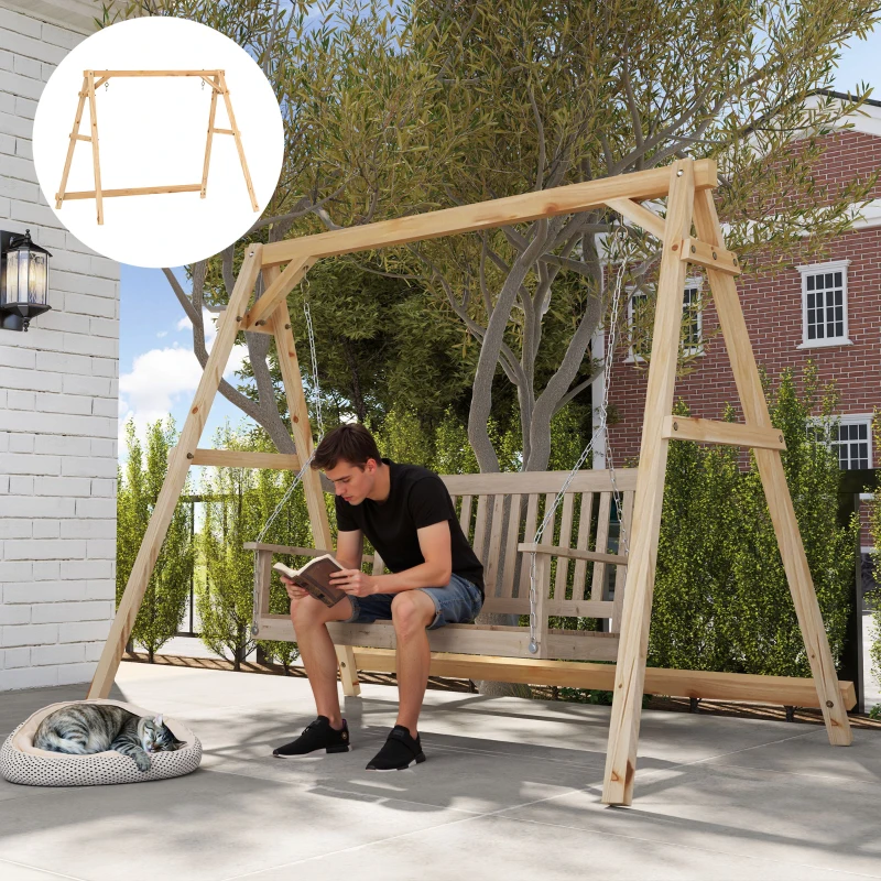 Outsunny 770lbs Porch Swing Frame, Heavy Duty A-Frame Hanging Chair Stand Only with Reinforced Bars for Porch, Garden, Backyard