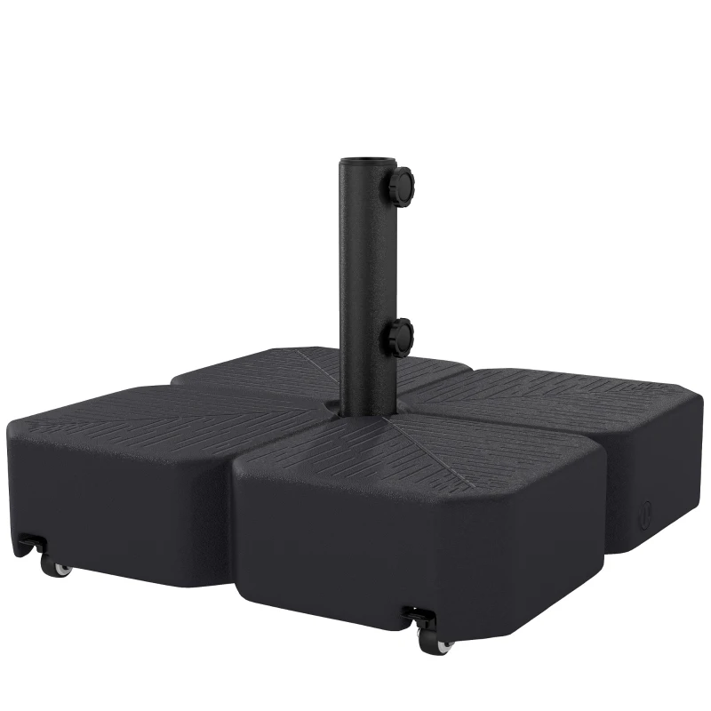 Outsunny Patio Umbrella Base with Wheels & Brake Heavy Duty Outdoor Umbrella Stand Holder for for 1.5"/1.9" Poles Black