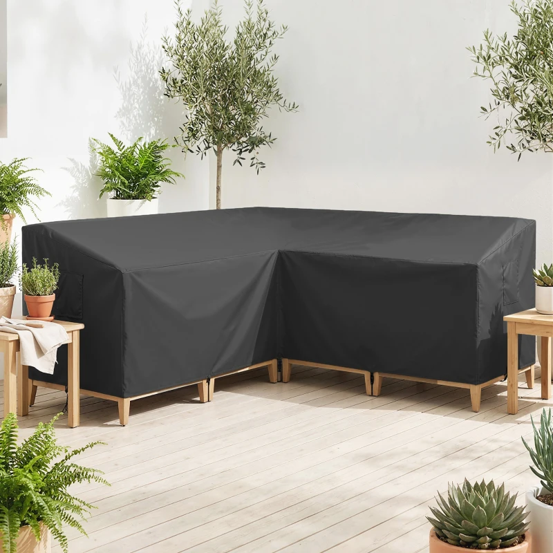 Outsunny V-Shaped Patio Furniture Cover, Waterproof Outdoor V-Shaped Sectional Sofa Cover with Air Vent, 85" x 85", Black