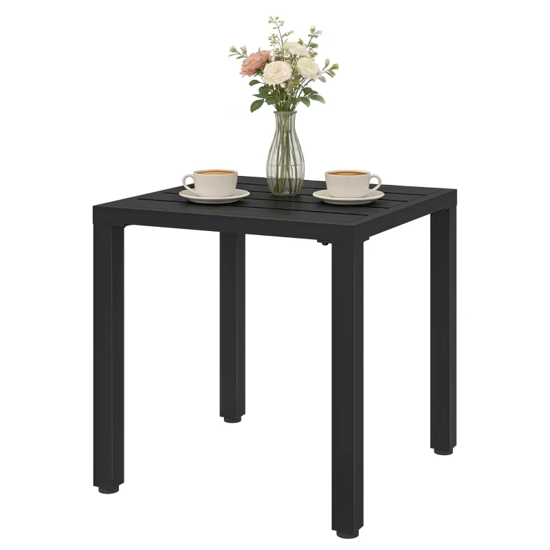 Outsunny Metal Outdoor Side Table, 45.5 cm Square Patio Side Table, Small Accent Table for Garden, Poolside, Black