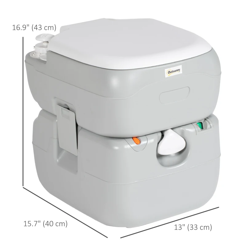Outsunny Porta Potty, 5.8 Gallon Portable Toilet with Level Indicator and Anti-Leak Pump for Camping, Boating, Hiking, Travel, RV
