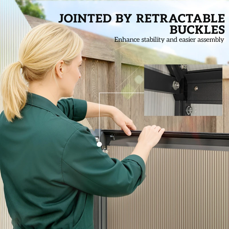 Outsunny Polycarbonate Greenhouse Walk-in Greenhouse with Swing Door and Adjustable Window, 5.5 x 2ft, Black