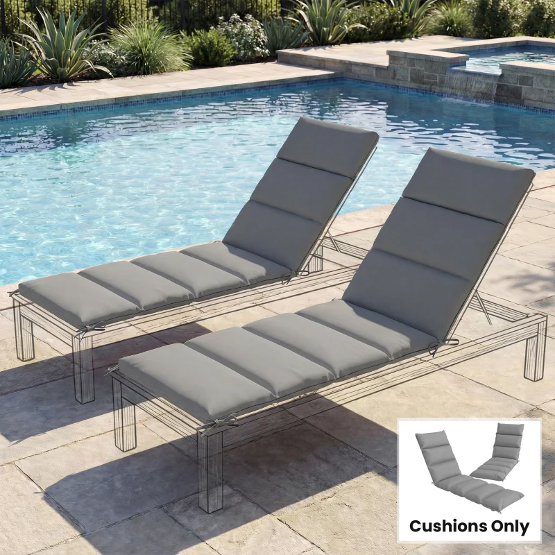 Outsunny Outdoor Lounge Chair Cushion with Zipper Reversible Chaise Lounge Cushion for Patio Indoor/Outdoor Dark Grey