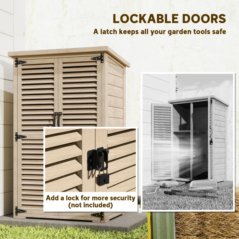 Outsunny 30" x 20" x 47" Wooden Garden Shed, Outdoor Storage Shed with Waterproof Asphalt Roof, Shelves, Natural