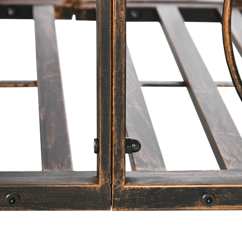 Outsunny 6FT Steel Garden Bridge with Safety Siderails, Decorative Arc Landscaping Bridge for Backyard Creek Stream Pond, Brown