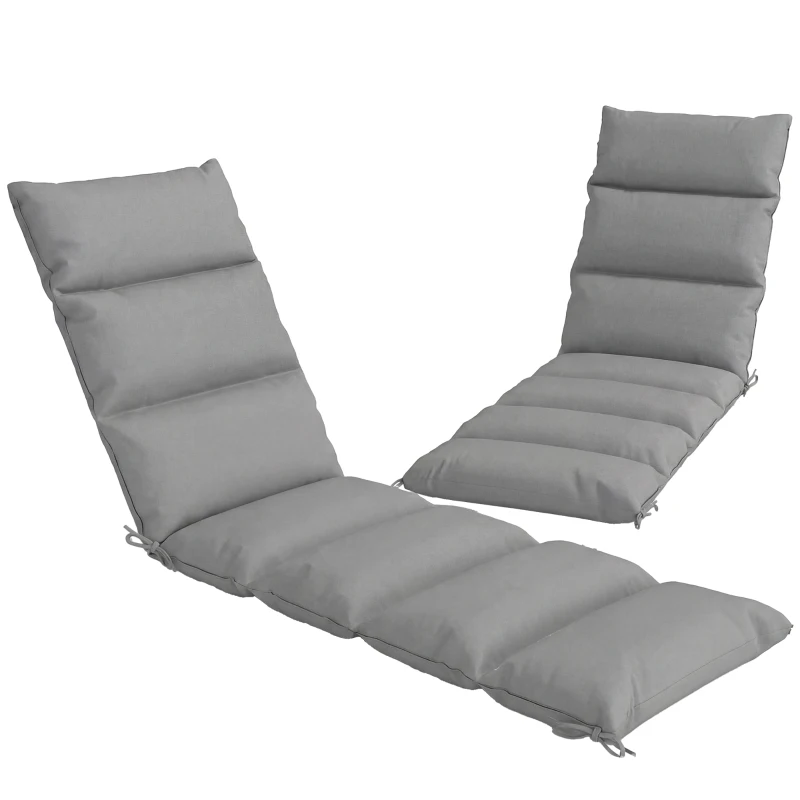 Outsunny Outdoor Lounge Chair Cushion with Zipper Reversible Chaise Lounge Cushion for Patio Indoor/Outdoor Dark Grey