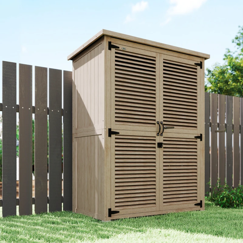 Outsunny 50" x 26" x 66" Wooden Garden Shed, Outdoor Storage Shed with Waterproof Asphalt Roof, Shelves, Natural