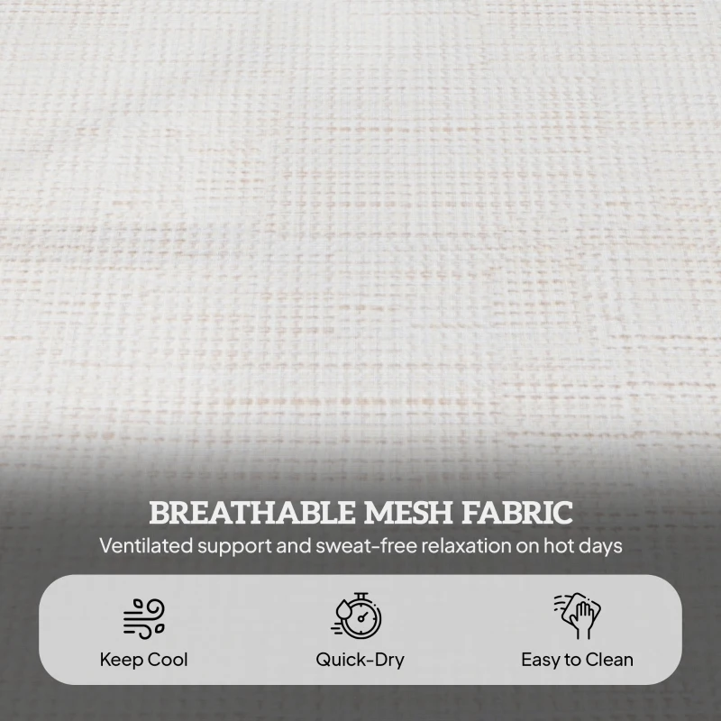 Outsunny Folding Lounge Chair w/ Reclining Back, Cream White